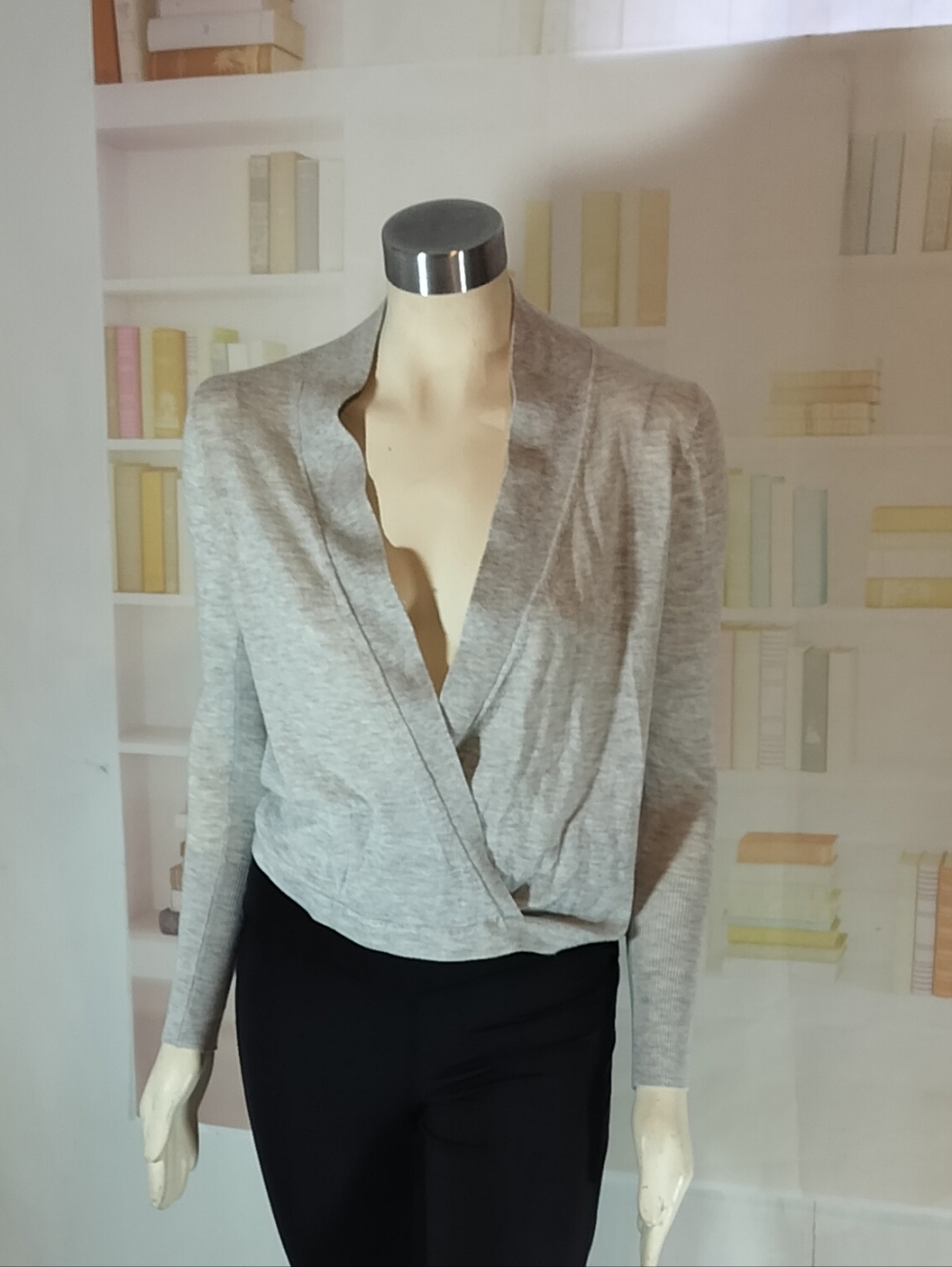 Zara Light Gray Wrap-Front Top